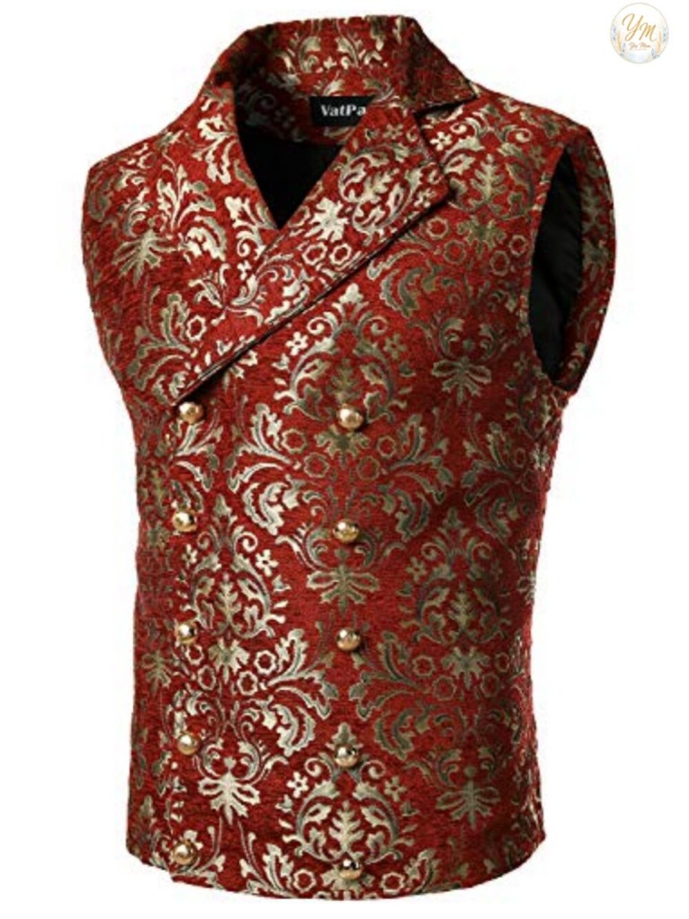 Mens Victorian Double Breasted Vest Gothic Steampunk Waistcoat Slim Fit